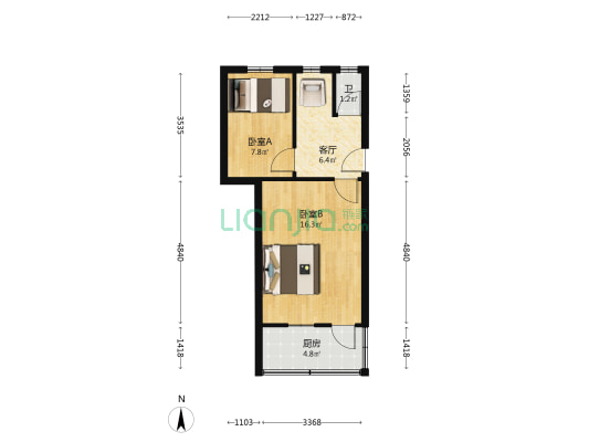 后河沿小区 2室1厅1卫 45平方