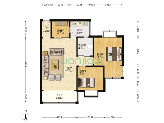 雨田村一期 3室1厅1卫 81平方