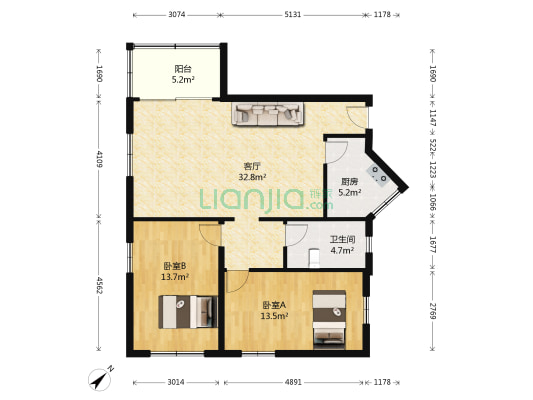 平湖花园 2室1厅1卫 91平方