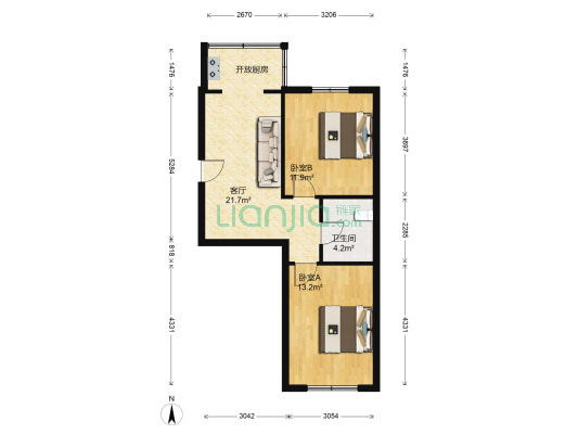 经适房小区 2室1厅1卫 66平方