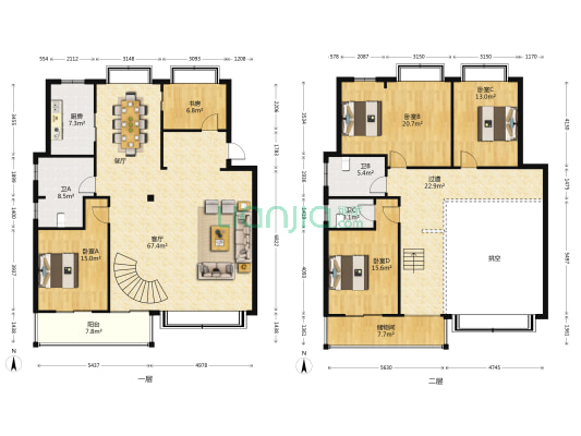 百兴花园 5室1厅3卫 236平方