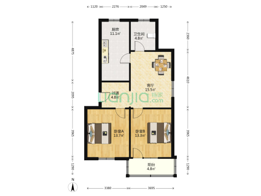 阜南路151号 2室1厅1卫 78平方