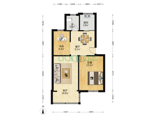 楼家新村 2室2厅1卫 65平方