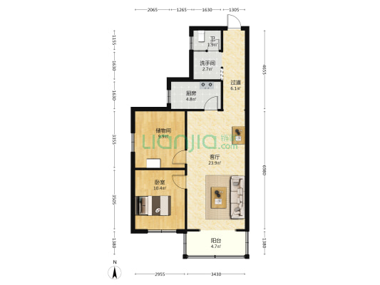 盛世名家 1室1厅2卫 88平方