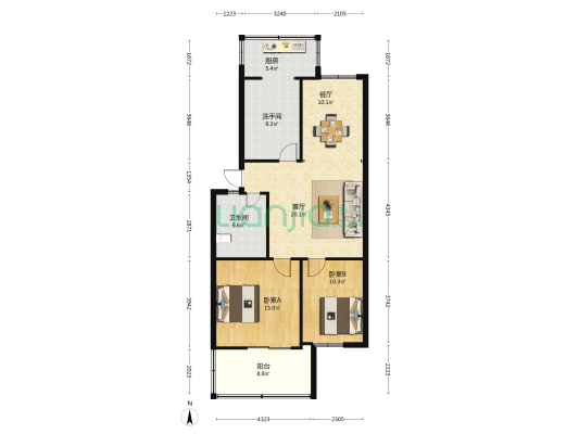 交通局家属院(滏东南大街) 2室2厅2卫 97平方