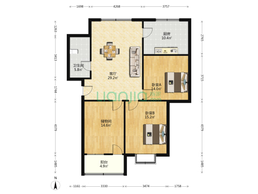 工农一村 2室1厅1卫 111平方