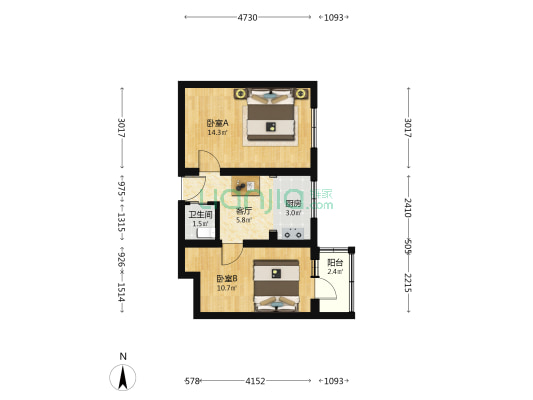 深沟村1号 2室1厅1卫 50平方