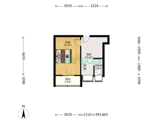团结里团结楼 1室0厅1卫 36平方