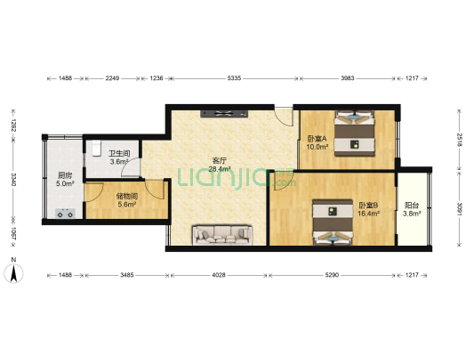 京九丝绸西院 2室1厅1卫 90平方