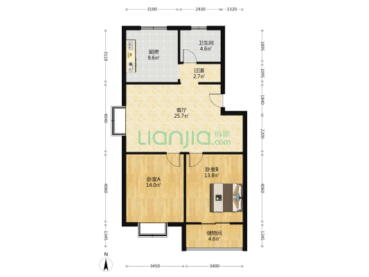 桂和苑 2室1厅1卫 90平方