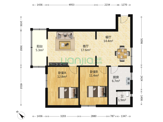 营康西路118号 2室2厅1卫 81平方