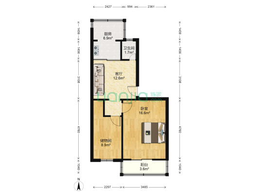 仁厚庄小区 1室1厅1卫 56平方