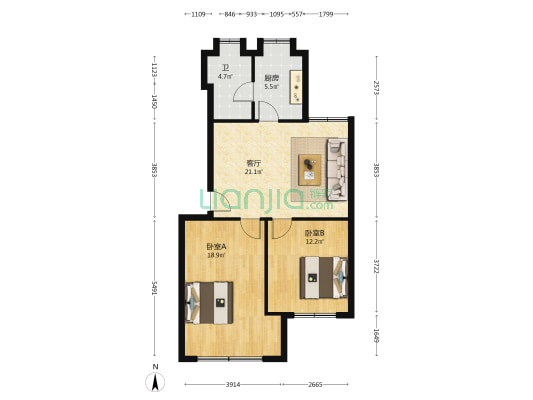 东电社区 2室1厅1卫 71平方