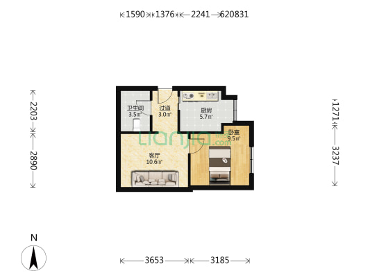 小龙坎正街333号附26号 1室1厅1卫 40平方