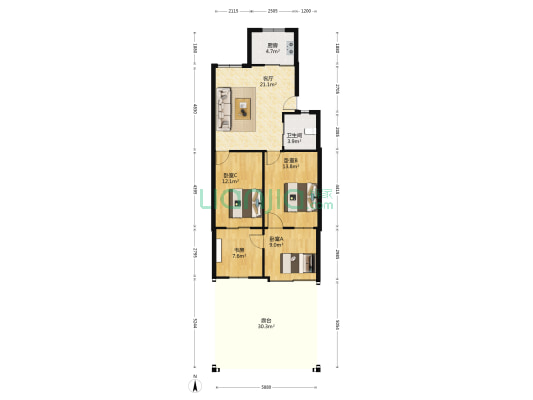 名仕园 4室1厅1卫 72平方