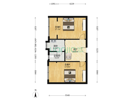 大庆路101号 2室1厅1卫 59平方