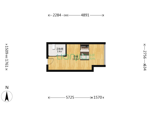 龙湖铂金岛 1室0厅1卫 35平方