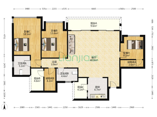 东原嘉阅湾十里琳琅 3室1厅2卫 136平方