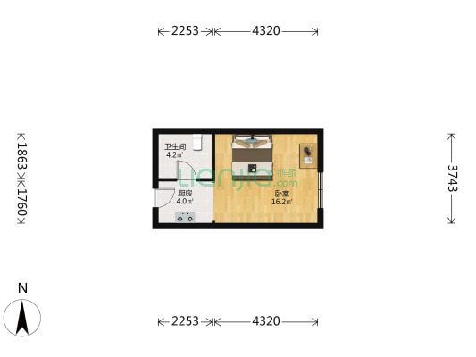 长安1号中央广场 1室0厅1卫 41平方