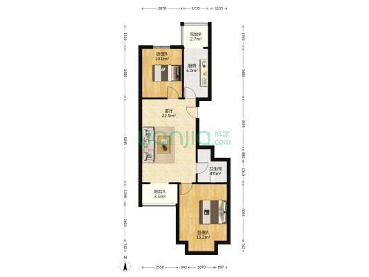 利达苑 2室1厅1卫 90平方