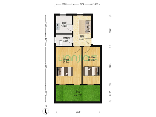 河东街 2室1厅1卫 54平方