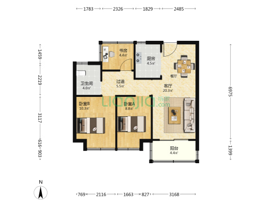 北城正荣府悦辰风苑 3室1厅1卫 84平方