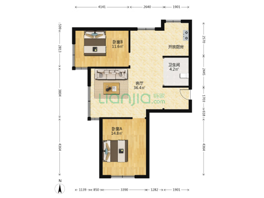 科苑小区A区 2室1厅1卫 90平方