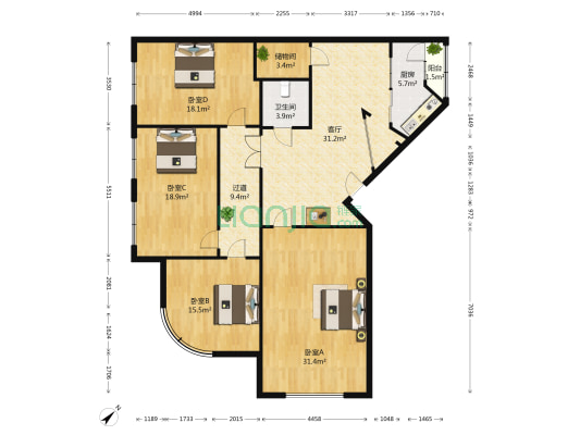 中兴街25号 4室1厅1卫 189平方