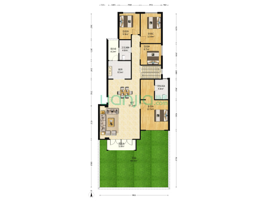 金科廊桥水乡D区 4室1厅2卫 285平方