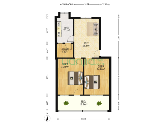 玻璃三厂 2室1厅0卫 76平方