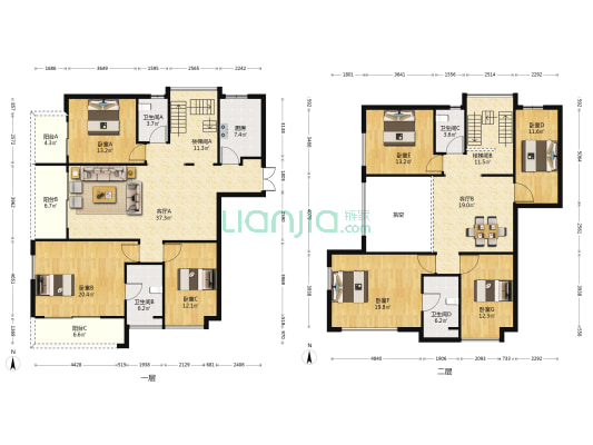深业揽江府 7室2厅4卫 298平方