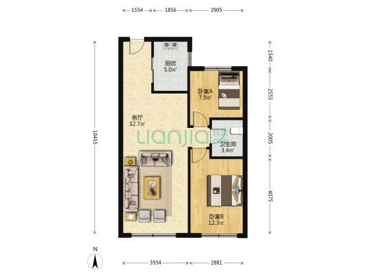 碧桂园·星钻 2室1厅1卫 85平方
