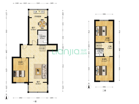 新乐花园 3室2厅2卫 118平方
