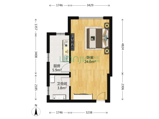 西地秀水苑 1室0厅1卫 48平方