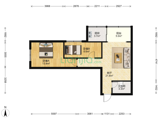 碧海秋月 2室1厅1卫 70平方