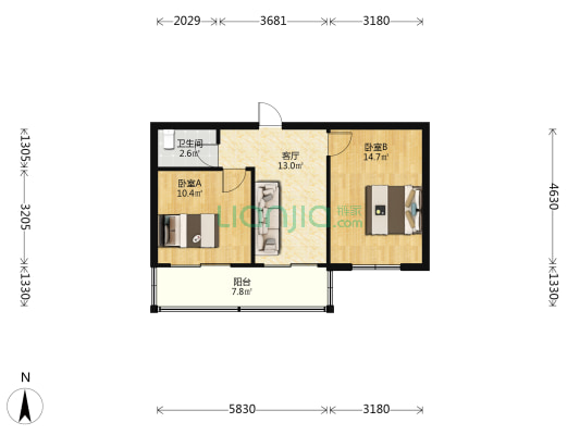 青峰机械厂家属院 2室1厅1卫 54平方