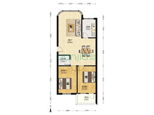 慧仪楼 2室1厅1卫 78平方