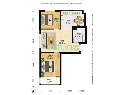 山河御景 2室1厅1卫 71平方