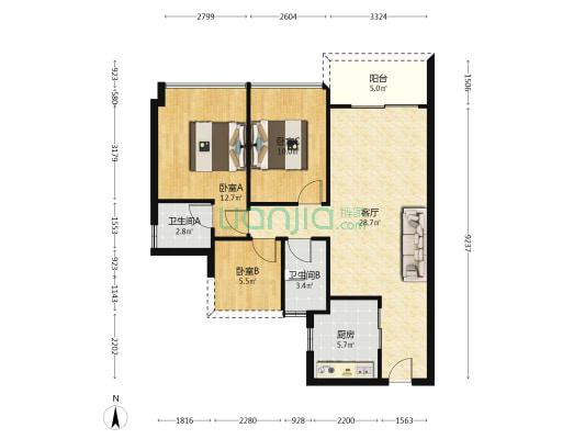 碧桂园燕湖里 3室1厅2卫 89平方