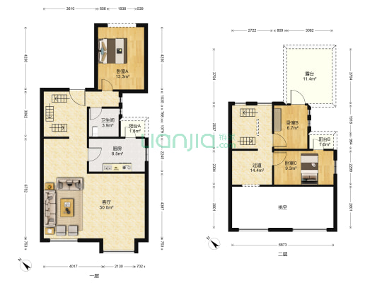 久桓中央美地 3室1厅1卫 163平方