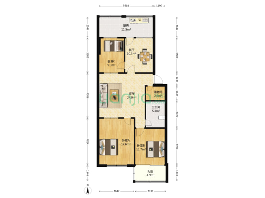 五交化南苑小区 3室2厅1卫 111平方