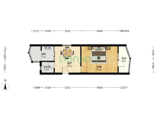省政府家属院（东岗西路） 1室1厅1卫 45平方