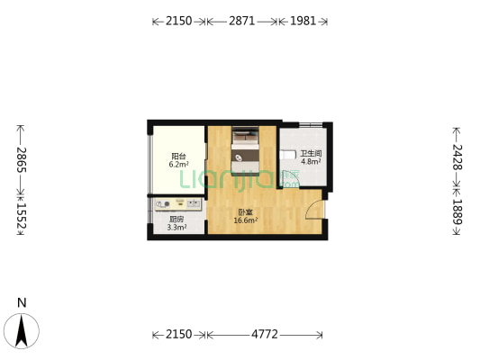 静安天地 1室0厅1卫 44平方