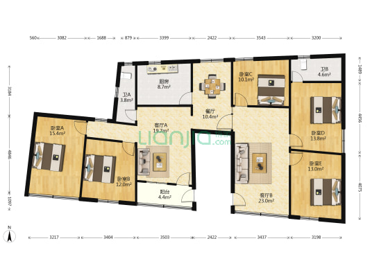 新街 5室3厅2卫 160平方