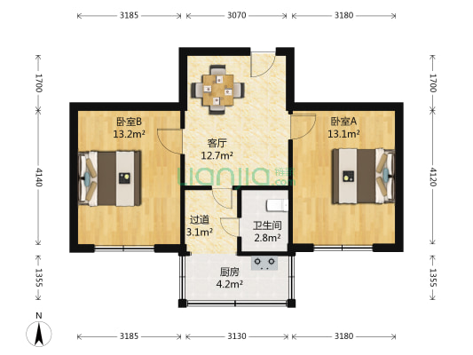 新华苑东小区 2室1厅1卫 66平方