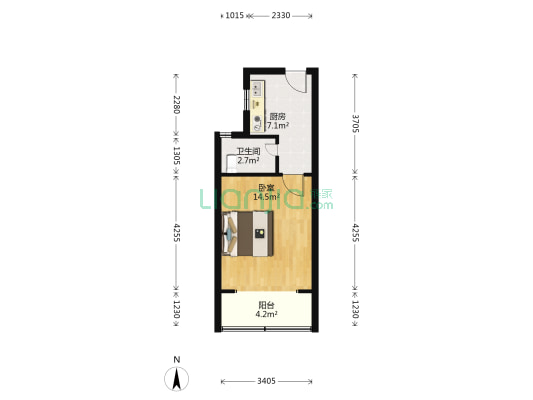 通州路391号 1室0厅1卫 34平方