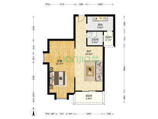团结佳兴园 1室1厅1卫 83平方