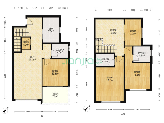雅居乐民森迪茵湖小镇 4室1厅3卫 127平方