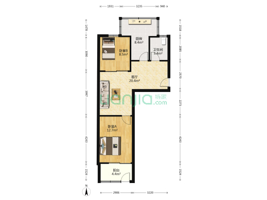粮油局家属院 2室1厅1卫 70平方
