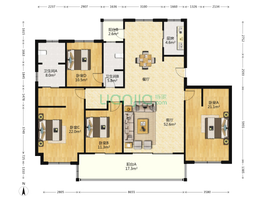 星翠澜庭 4室1厅2卫 183平方